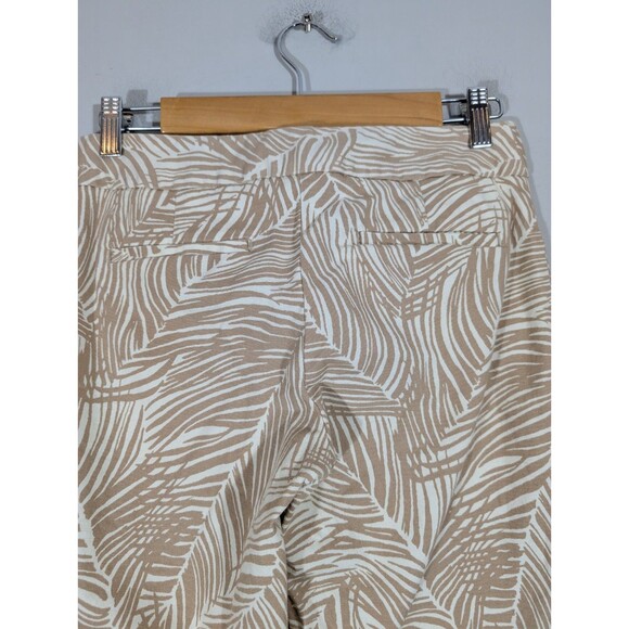 Talbots Womens Tan Tropical Mid Rise Cropped Pants Sz 2 Resortwear Casual Mature - Picture 5 of 10
